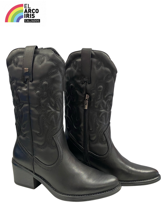 BOTA MUJER COWBOY MUSTANG 51964 NEGRO