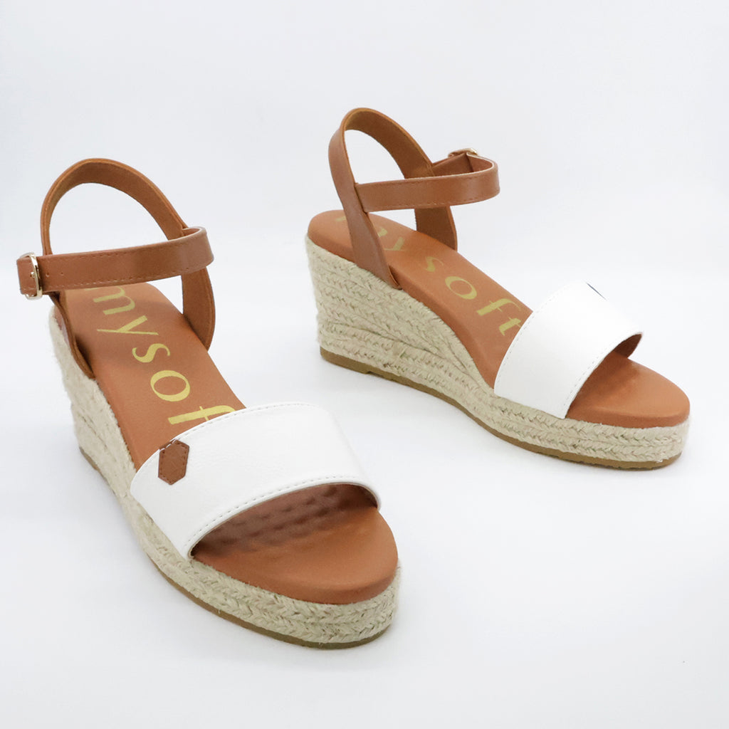 SANDALIA CUÑA BLANCA MUJER MYSOFT 25M153