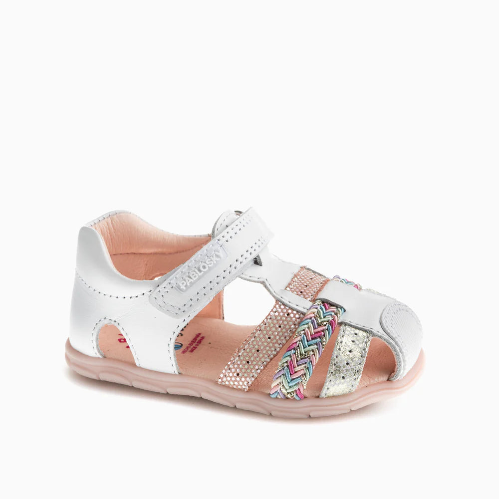 SANDALIAS RESPETUOSO NIÑOS PABLOSKY 67100 BLANCO TRENZA COLORES