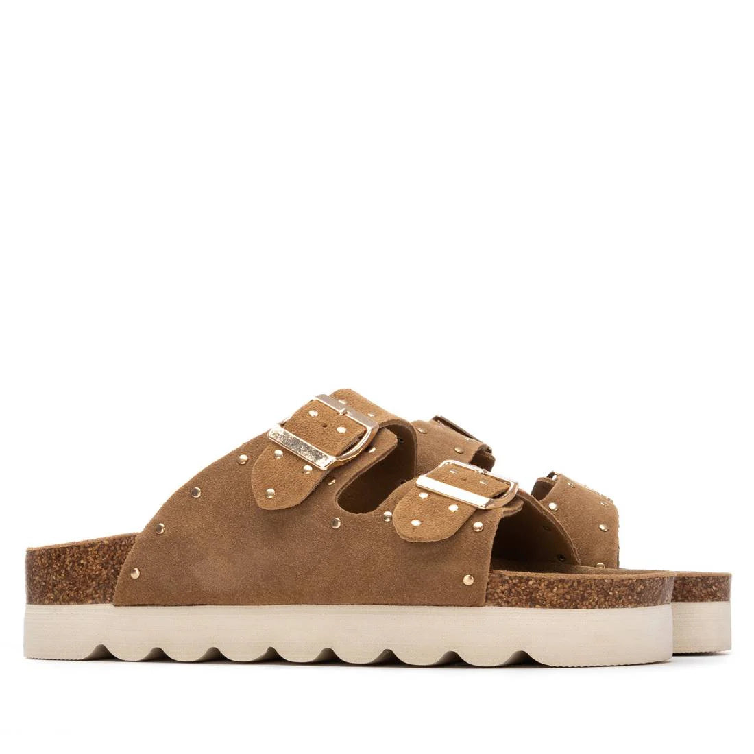 SANDALIA MUJER REFRESH HEBILLAS CAMEL TACHAS 175009