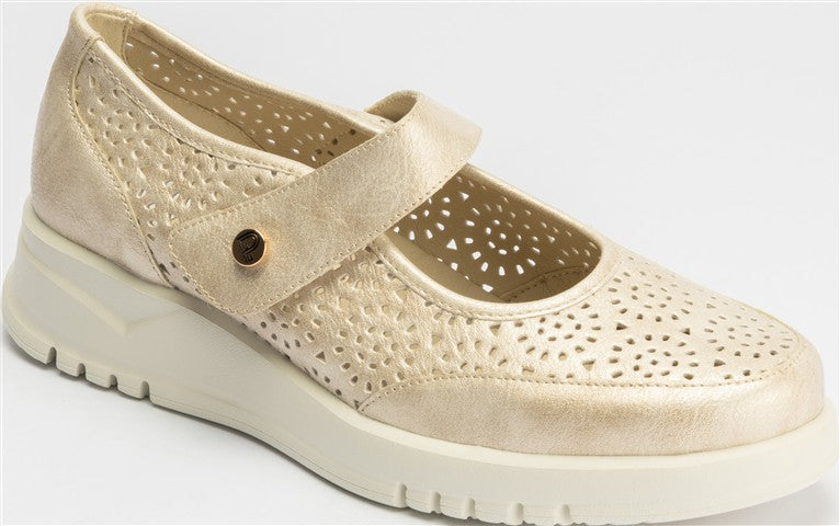 ZAPATO MUJER PITILLOS MERCEDES VELCRO ORO 20300