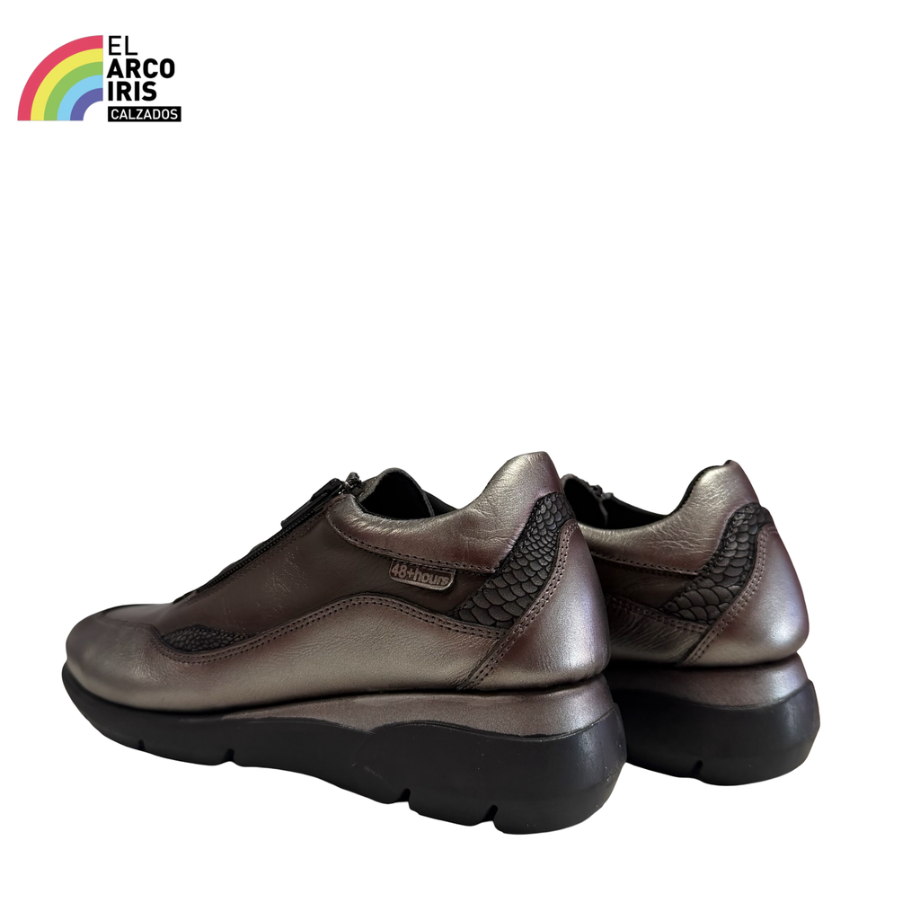 ZAPATO MUJER CREMALLERA 48HORAS 620701 GRIS
