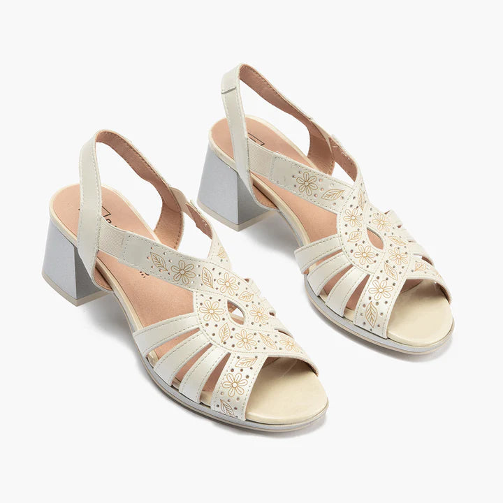 SANDALIA MUJER PITILLOS PLATA TACÓN MEDIO 11211