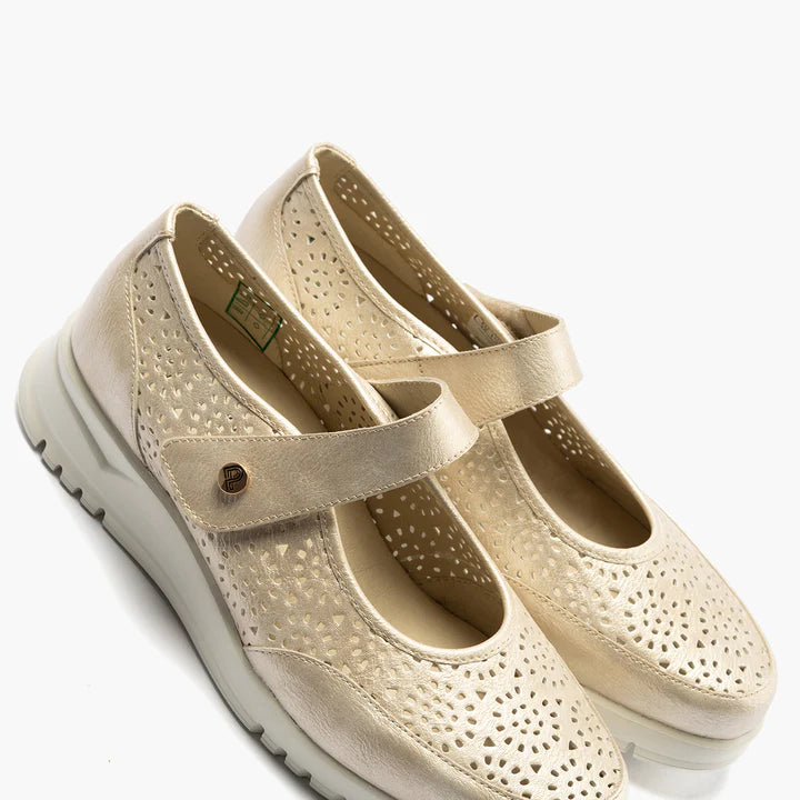 ZAPATO MUJER PITILLOS MERCEDES VELCRO ORO 20300