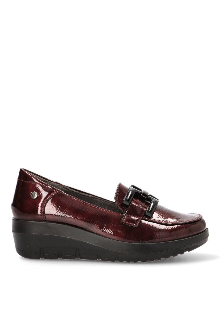 ZAPATO MOCASÍN MUJER MYSOFT BURDEOS CUÑA 25M585
