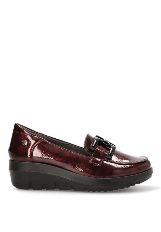 ZAPATO MOCASÍN MUJER MYSOFT BURDEOS CUÑA 25M585