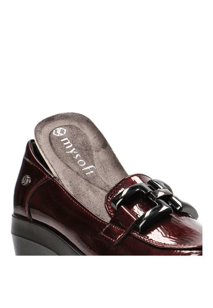 ZAPATO MOCASÍN MUJER MYSOFT BURDEOS CUÑA 25M585
