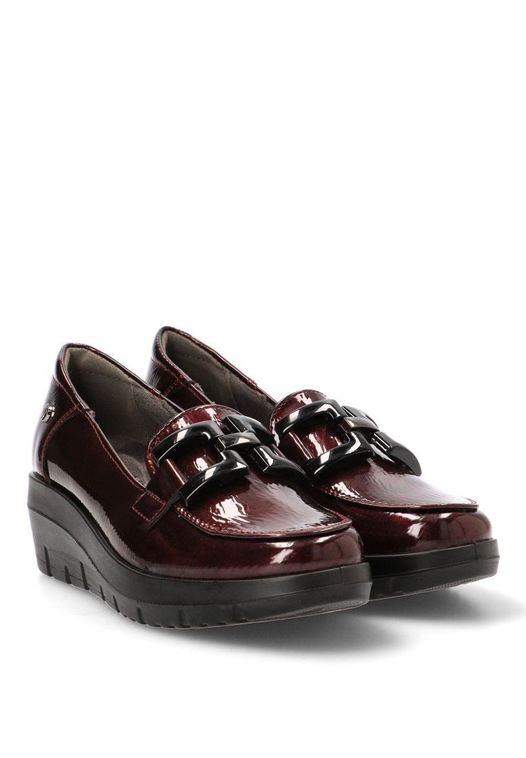 ZAPATO MOCASÍN MUJER MYSOFT BURDEOS CUÑA 25M585