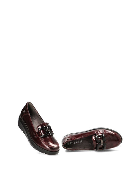 ZAPATO MOCASÍN MUJER MYSOFT BURDEOS CUÑA 25M585