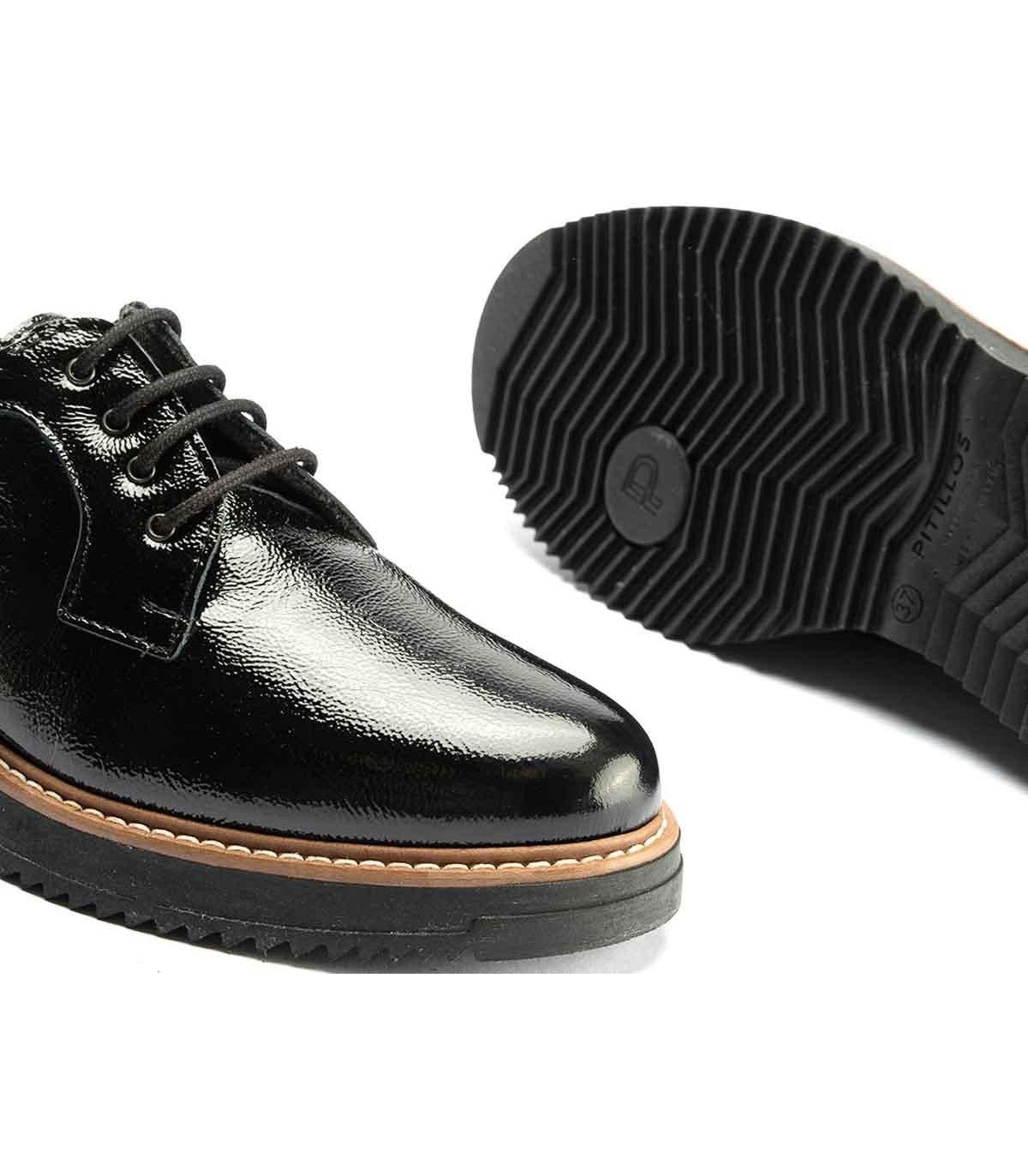 ZAPATOS SEÑORA PITILLOS BLUCHER NEGRO 10761