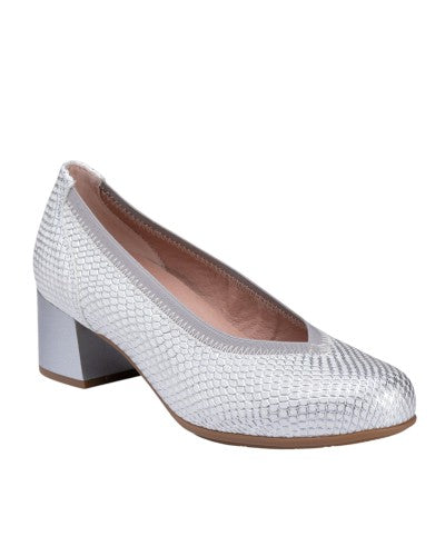 ZAPATO MUJER PITILLOS SALÓN PLATA TACÓN MEDIO 11130