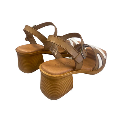 SANDALIA MUJER JORDANA 3667 CAMEL Y BLANCO