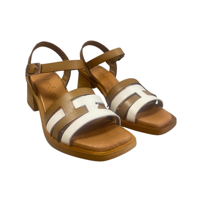 SANDALIA MUJER JORDANA 3667 CAMEL Y BLANCO